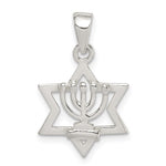Load image into Gallery viewer, Sterling Silver Star of David Menorah Pendant Charm
