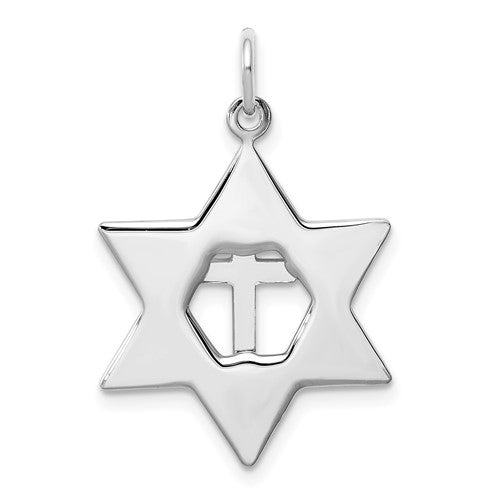 Sterling Silver Gold Plated Star of David with Cross Pendant Charm