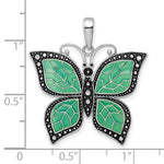 將圖片載入圖庫檢視器 Sterling Silver Enamel Green Butterfly Pendant Charm
