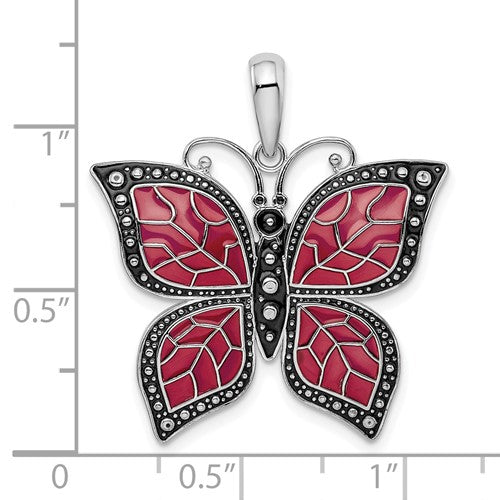 Sterling Silver Enamel Butterfly Pendant Charm