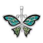 Kép betöltése a galériamegjelenítőbe: Sterling Silver Enamel Aqua Blue Green Butterfly Pendant Charm
