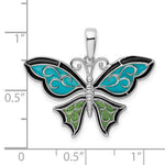 이미지를 갤러리 뷰어에 로드 , Sterling Silver Enamel Aqua Blue Green Butterfly Pendant Charm
