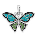 Indlæs billede til gallerivisning Sterling Silver Enamel Aqua Blue Green Butterfly Pendant Charm
