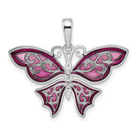 Lataa kuva Galleria-katseluun, Sterling Silver Enamel Purple Pink Butterfly Pendant Charm
