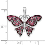 將圖片載入圖庫檢視器 Sterling Silver Enamel Purple Pink Butterfly Pendant Charm
