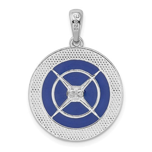Sterling Silver with Enamel Nautical Compass Medallion Pendant Charm