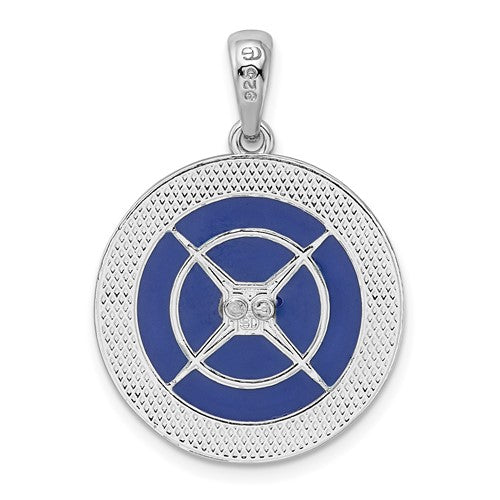 Sterling Silver with Enamel Nautical Compass Medallion Pendant Charm