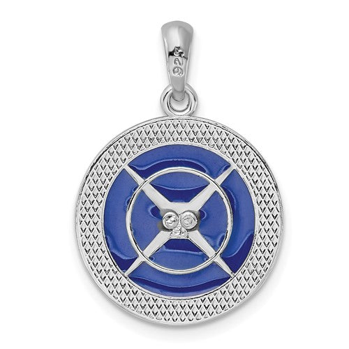 Sterling Silver with Enamel Nautical Compass Medallion Pendant Charm