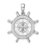 Ladda upp bild till gallerivisning, Sterling Silver Ship Wheel Nautical Compass Medallion Pendant Charm
