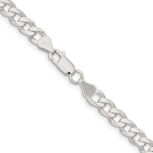 Sterling Silver Rhodium Plated 7mm Curb Bracelet Anklet Choker Necklace Pendant Chain