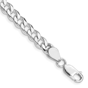 Sterling Silver Rhodium Plated 7mm Curb Bracelet Anklet Choker Necklace Pendant Chain