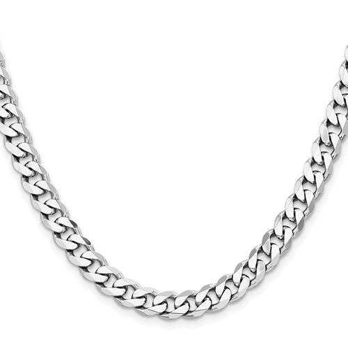 Sterling Silver Rhodium Plated 7.5mm Curb Bracelet Anklet Choker Necklace Pendant Chain