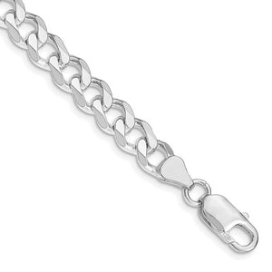Sterling Silver Rhodium Plated 7.5mm Curb Bracelet Anklet Choker Necklace Pendant Chain
