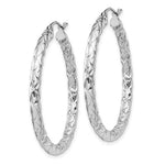 Lataa kuva Galleria-katseluun, Sterling Silver Textured Round Hoop Earrings 35mm x 3mm
