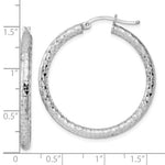 Загрузить изображение в средство просмотра галереи, Sterling Silver Textured Round Hoop Earrings 35mm x 3mm
