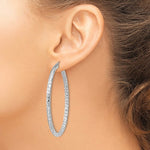Загрузить изображение в средство просмотра галереи, Sterling Silver Textured Round Hoop Earrings 50mm x 3mm
