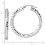 Carregar imagem no visualizador da galeria, Sterling Silver Textured Round Hoop Earrings 40mm x 4mm
