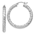 Carica l&#39;immagine nel visualizzatore di Gallery, Sterling Silver Textured Round Hoop Earrings 35mm x 4mm
