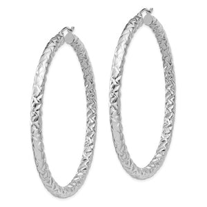 Sterling Silver Textured Round Hoop Earrings 60mm x 4mm