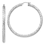 Загрузить изображение в средство просмотра галереи, Sterling Silver Textured Round Hoop Earrings 60mm x 4mm
