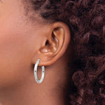 Afbeelding in Gallery-weergave laden, Sterling Silver Diamond Cut Classic Round Hoop Earrings 25mm x 3mm

