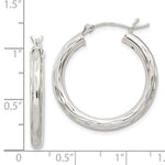 Indlæs billede til gallerivisning Sterling Silver Diamond Cut Classic Round Hoop Earrings 25mm x 3mm
