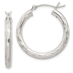 Carica l&#39;immagine nel visualizzatore di Gallery, Sterling Silver Diamond Cut Classic Round Hoop Earrings 25mm x 3mm
