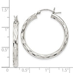 Carregar imagem no visualizador da galeria, Sterling Silver Diamond Cut Classic Round Hoop Earrings 30mm x 3mm

