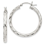 Charger l&#39;image dans la galerie, Sterling Silver Diamond Cut Classic Round Hoop Earrings 30mm x 3mm
