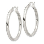 Indlæs billede til gallerivisning Sterling Silver Diamond Cut Classic Round Hoop Earrings 35mm x 3mm

