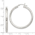 Carregar imagem no visualizador da galeria, Sterling Silver Diamond Cut Classic Round Hoop Earrings 35mm x 3mm
