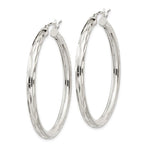 Indlæs billede til gallerivisning Sterling Silver Diamond Cut Classic Round Hoop Earrings 40mm x 3mm
