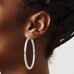 Afbeelding in Gallery-weergave laden, Sterling Silver Diamond Cut Classic Round Hoop Earrings 49mm x 3mm
