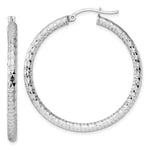 Lataa kuva Galleria-katseluun, Sterling Silver Diamond Cut Classic Round Hoop Earrings 42mm x 3mm
