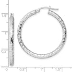 Lataa kuva Galleria-katseluun, Sterling Silver Diamond Cut Classic Round Hoop Earrings 36mm x 3mm
