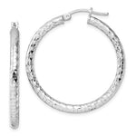 Load image into Gallery viewer, Sterling Silver Diamond Cut Classic Round Hoop Earrings 36mm x 3mm
