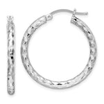 Indlæs billede til gallerivisning Sterling Silver Diamond Cut Classic Round Hoop Earrings 31mm x 3mm
