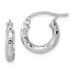 Sterling Silver Diamond Cut Classic Round Hoop Earrings 15mm x 3mm
