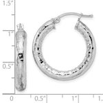Carregar imagem no visualizador da galeria, Sterling Silver Diamond Cut Classic Round Hoop Earrings 24mm x 4mm
