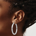 Cargar imagen en el visor de la galería, Sterling Silver Diamond Cut Classic Round Hoop Earrings 39mm x 4mm
