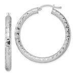 Załaduj obraz do przeglądarki galerii, Sterling Silver Diamond Cut Classic Round Hoop Earrings 39mm x 4mm
