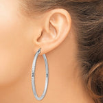 Lataa kuva Galleria-katseluun, Sterling Silver Diamond Cut Classic Round Hoop Earrings 55mm x 3mm
