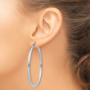 Sterling Silver Diamond Cut Classic Round Hoop Earrings 55mm x 3mm