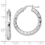 Carregar imagem no visualizador da galeria, Sterling Silver Diamond Cut Classic Round Hoop Earrings 30mm x 4mm
