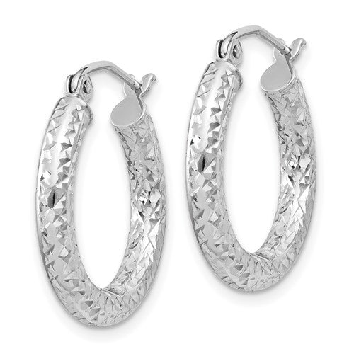 Sterling Silver Diamond Cut Classic Round Hoop Earrings 20mm x 3mm