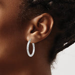 Załaduj obraz do przeglądarki galerii, Sterling Silver Diamond Cut Classic Round Hoop Earrings 25mm x 3mm
