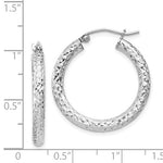 Cargar imagen en el visor de la galería, Sterling Silver Diamond Cut Classic Round Hoop Earrings 25mm x 3mm
