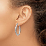 Загрузить изображение в средство просмотра галереи, Sterling Silver Diamond Cut Classic Round Hoop Earrings 30mm x 3mm
