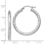 Загрузить изображение в средство просмотра галереи, Sterling Silver Diamond Cut Classic Round Hoop Earrings 30mm x 3mm
