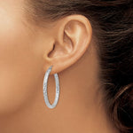 Charger l&#39;image dans la galerie, Sterling Silver Diamond Cut Classic Round Hoop Earrings 35mm x 3mm
